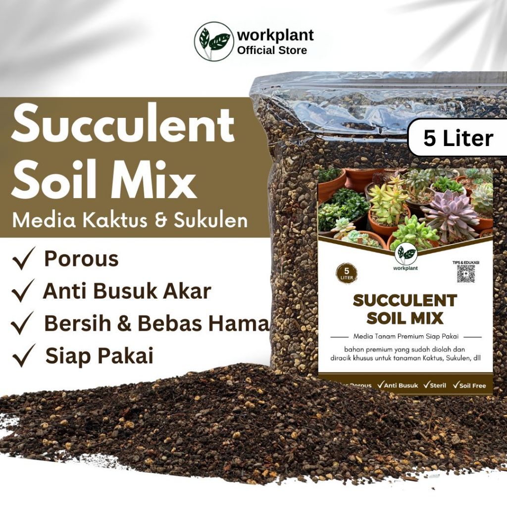 Workplant - Succulent Mix 5L Media Tanam Porous Untuk Kaktus dan Sukulen Siap Pakai