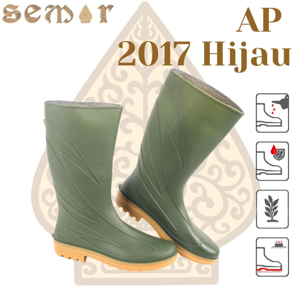 Jual Sepatu Boot Tinggi AP 2017 AP Boots Hijau Tua Karet Lokal Anti Air ...