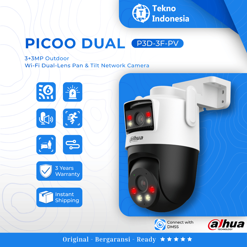 Jual Dahua Wifi Dual Lens PICOO Dual D1 P3D-3F-PV 3+3MP Outdoor Wifi ...