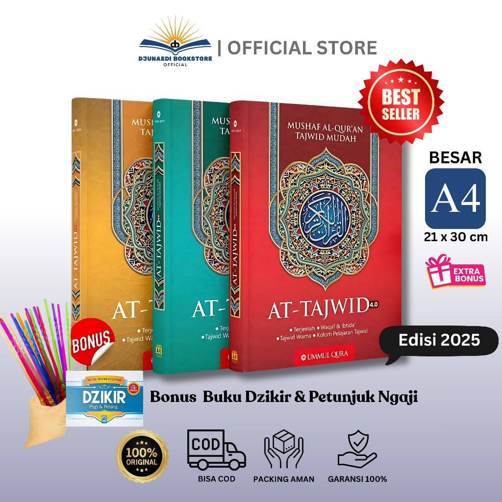 Jual Al Quran At-Tajwid A4 Tajwid Mudah Terjemah Waqaf Ibtida Tajwid ...