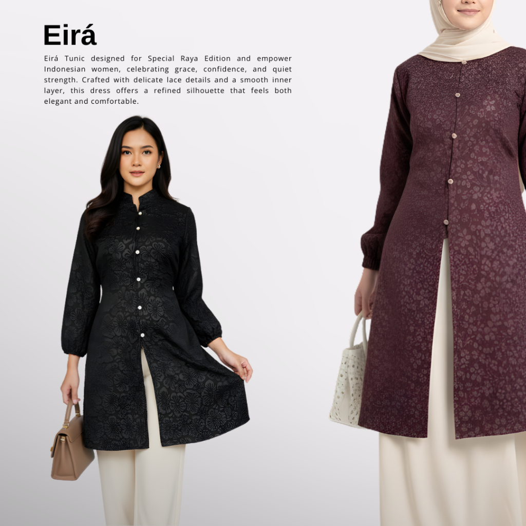 Piamour Tunik Raya Baju Lebaran Wanita 2026 Fukuro Embos Jacquard Atasan Muslima - foto 4