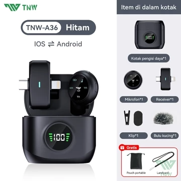 TNW A37 2 In 1 Wireless Microphone Magnetic Clip On Mic HP Plug Play Wireless Lavalier Mikrofon