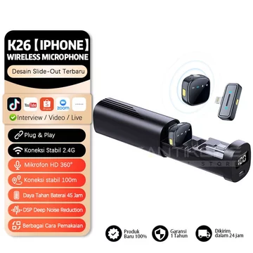 Cantiklife Mic Clip On Wireless 2 In 1 Creator Live Seharian Mic Lavalier TWS Tanpa Kabel 2.4G