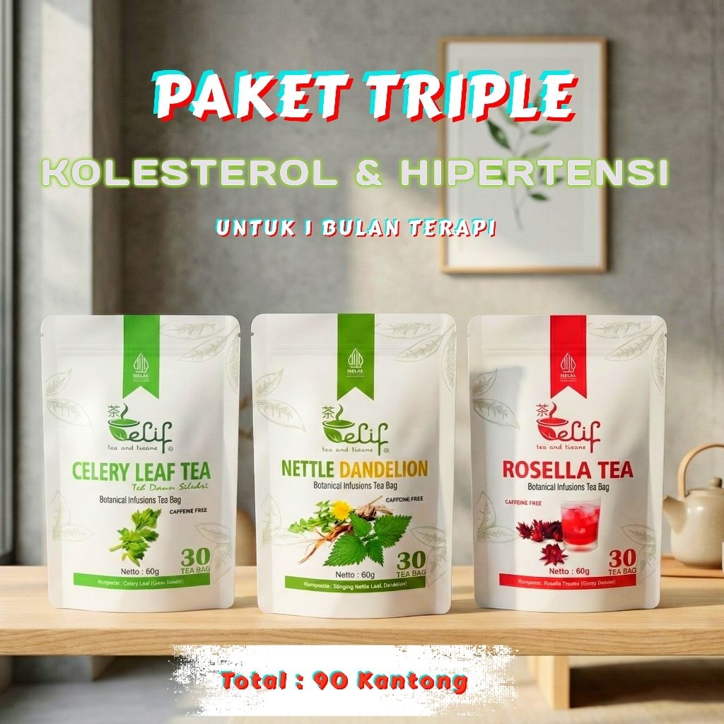 [ Paket Terapi Jantung Sehat ] Kolesterol, Darah Tinggi & Pembuluh Darah (Celery Tea, Rosella Tea, Nettle Dandelion Tea)