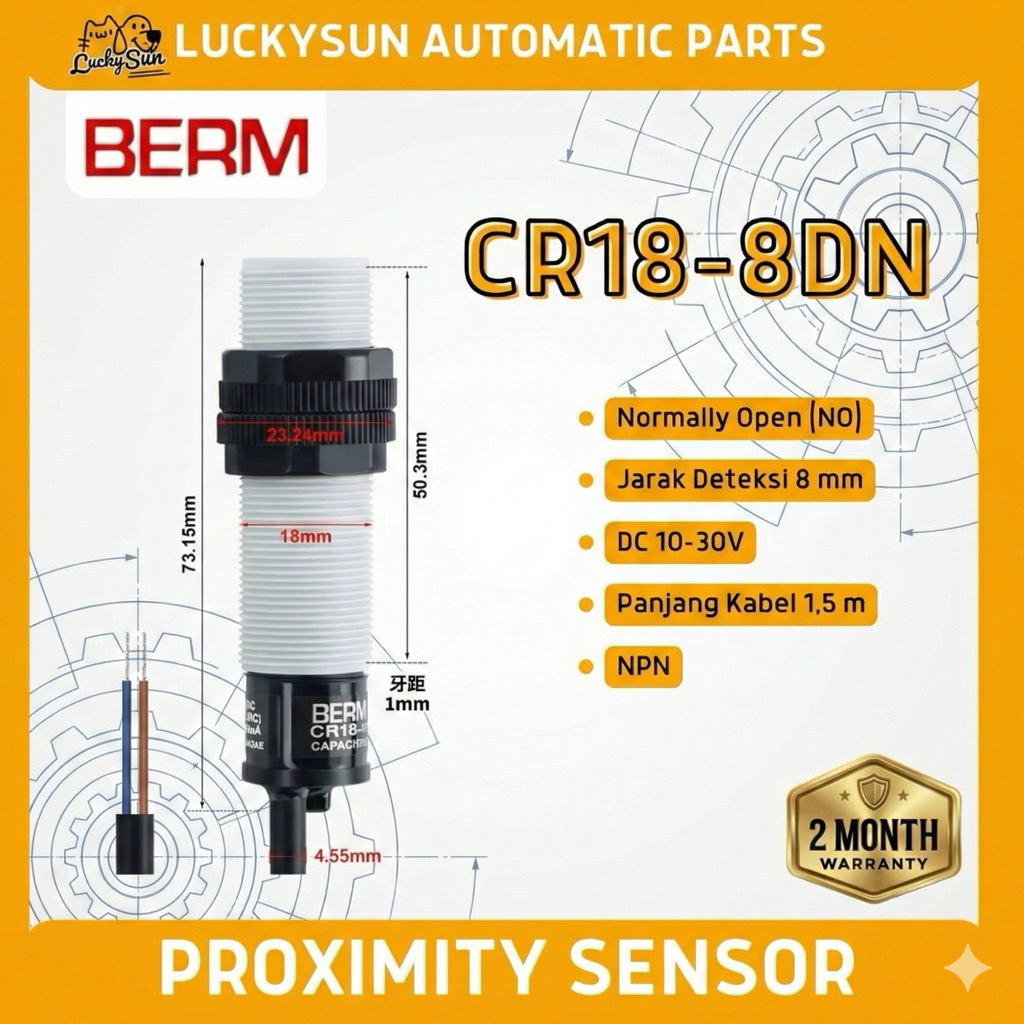 Jual BERM CR18-8DN CR18 DN Sensor Proximity Kapasitif NPN NO DC 6-30V ...