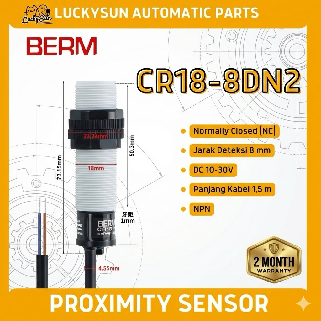 Jual BERM CR18-8DN2 CR18 DN2 Sensor Proximity Kapasitif NPN NC DC 6-30V ...