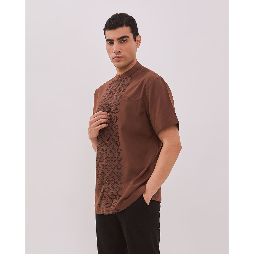 AMK Kemeja Koko Pria Lengan Pendek KK BB Ismail Ss Brown