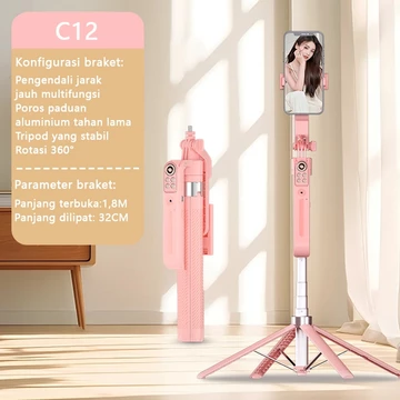 TOOREA Pelacakan Wajah Otomatis Tripod Selfie Stick 1.8m Gimbal Handphone Stabilizer 360° Stand