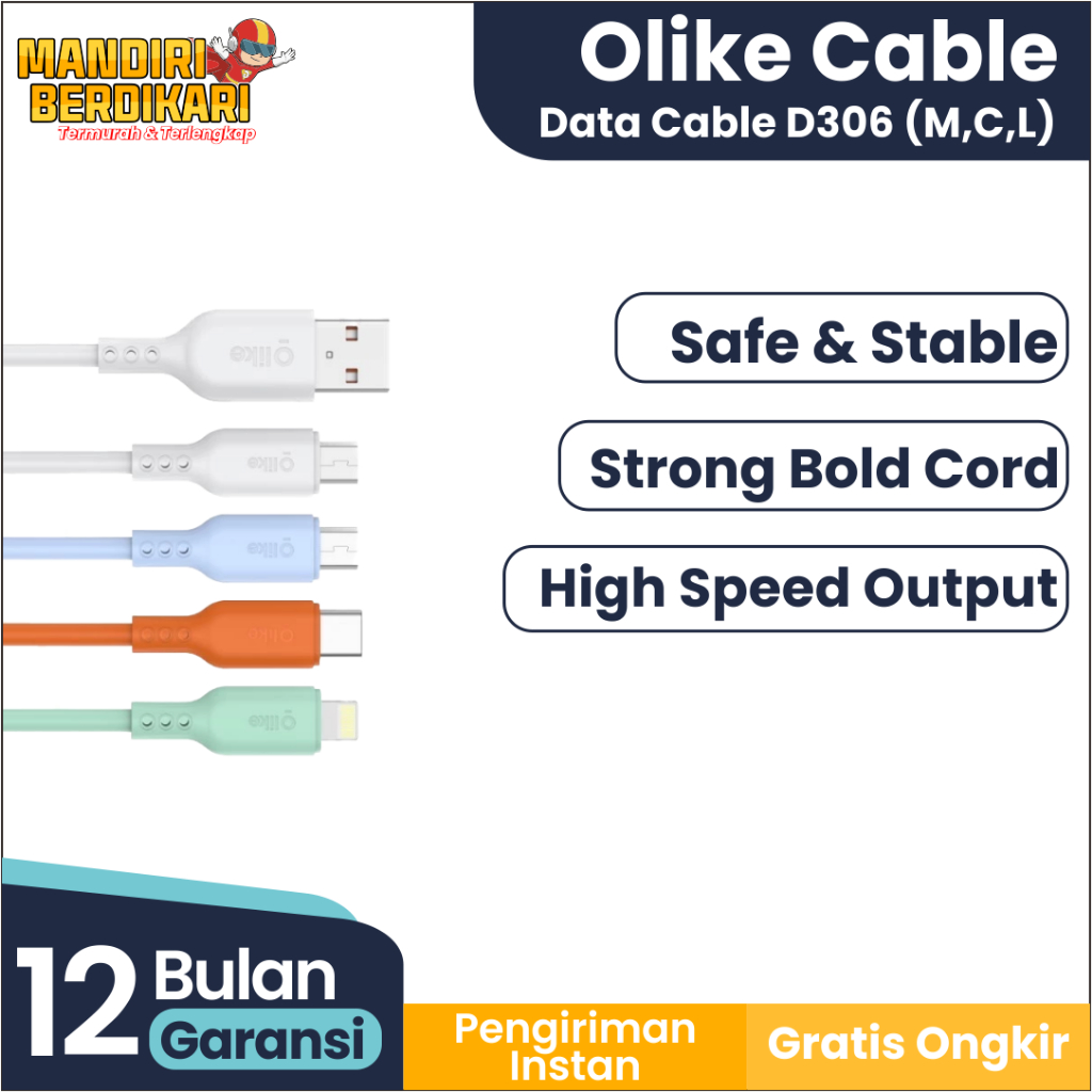 Jual Olike D306 Series Micro Type-c Lightning Kabel Data 1M 2.4A Fast ...