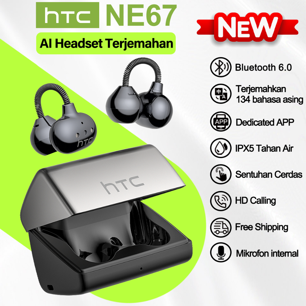 Jual HTC NE67 Headset terjemahan AI True Wireless Bluetooth V6.0 Clip ...