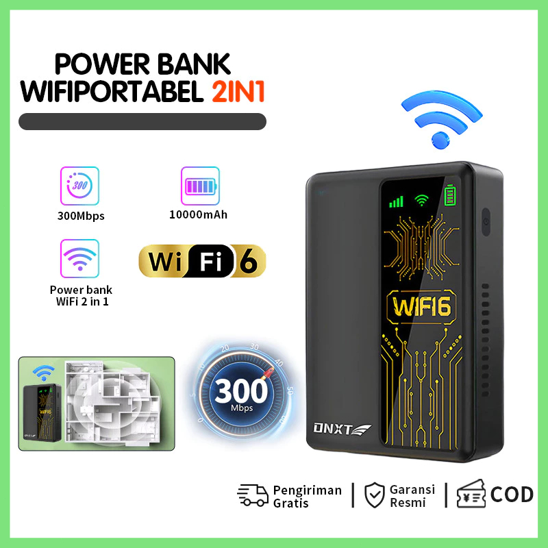 Ready Stock Modem MiFi 4G/5G LTE 300Mbps 2in1 Portabel Power Bank Baterai 10000mAh All Operator