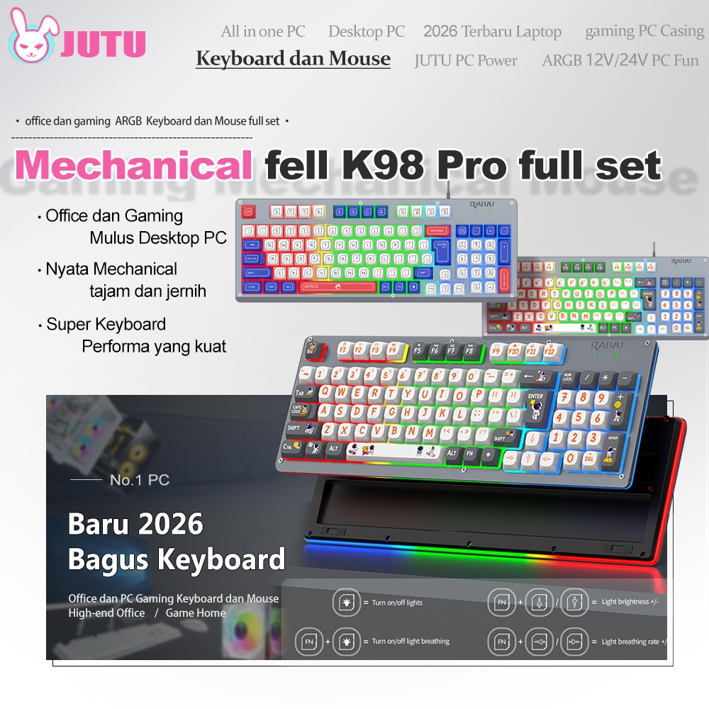 Jual JUTU Mechanical Keyboard dan Mouse Gaming Kombo dengan Lampu RGB ...