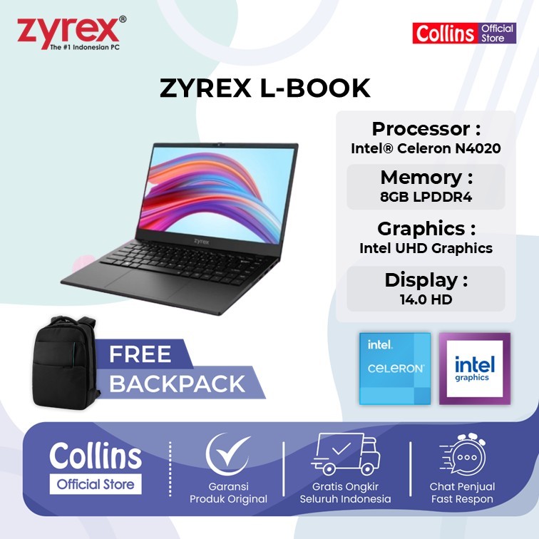 Jual LAPTOP ZYREX L-BOOK INTEL CELERON N4020 8GB 128GB WINDOWS 11 ...
