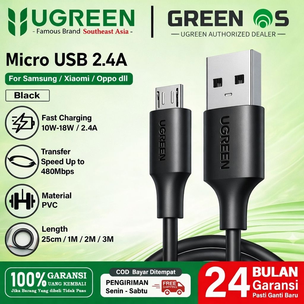 Jual Ugreen Kabel Data Micro USB Premium Fast Charging Cable 18W 10W ...