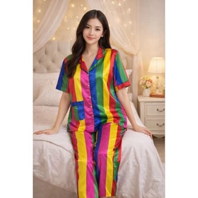 Set Piyama Dewasa Wanita Piyama Satin Wanita Piyama Wanita Lengan Pendek