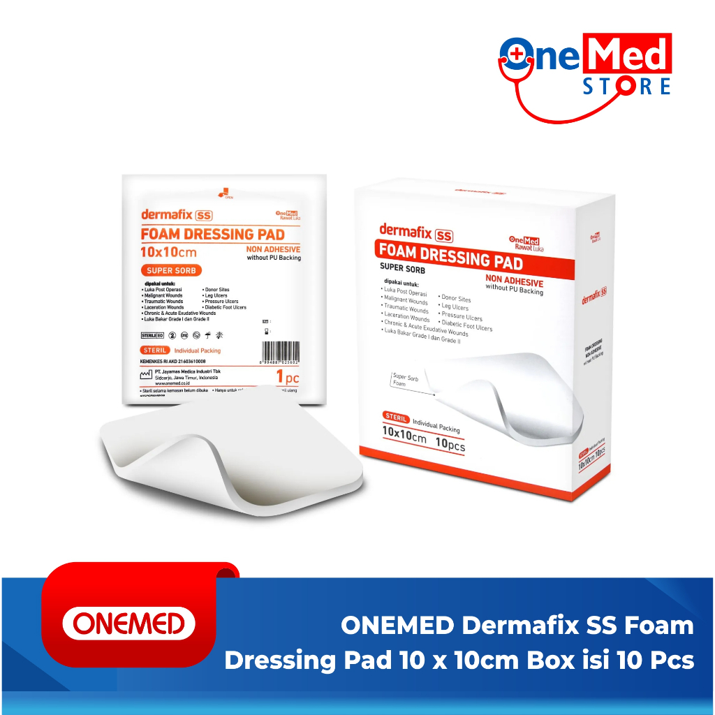 Jual Dermafix SS Foam Dressing Pad 10 x 10cm OneMed Box Isi 10 Pcs ...