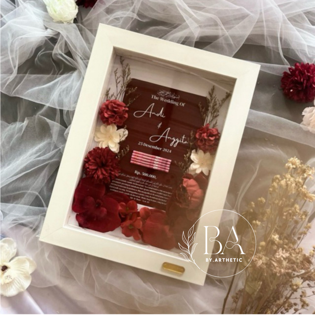 Jual Frame Mahar Pernikahan Akrilik Blooms Mahar Acrylic Size 35x25 ...