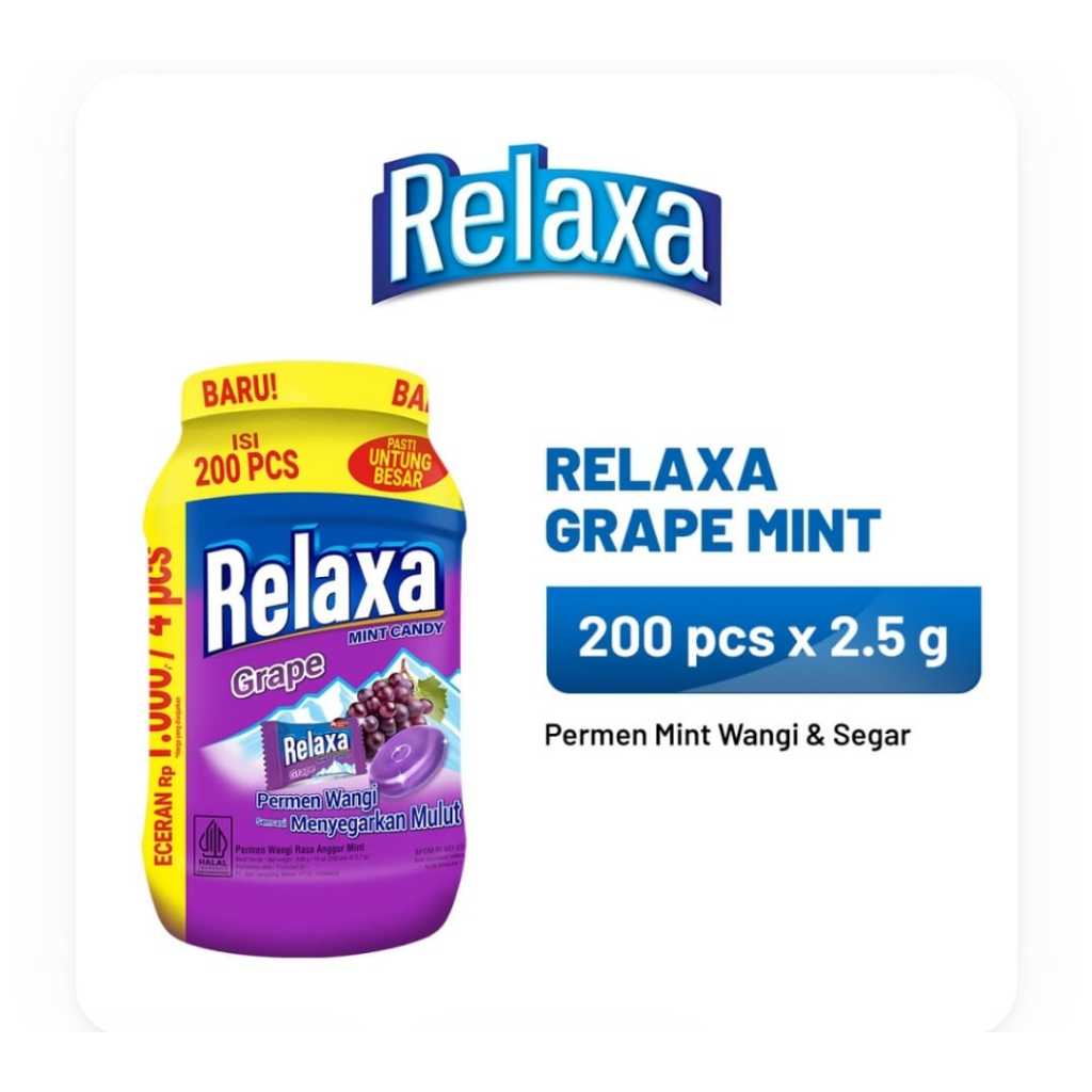 Jual Permen Relaxa Rasa Anggur grape toples isi 200 Pcs Toples Berat ...