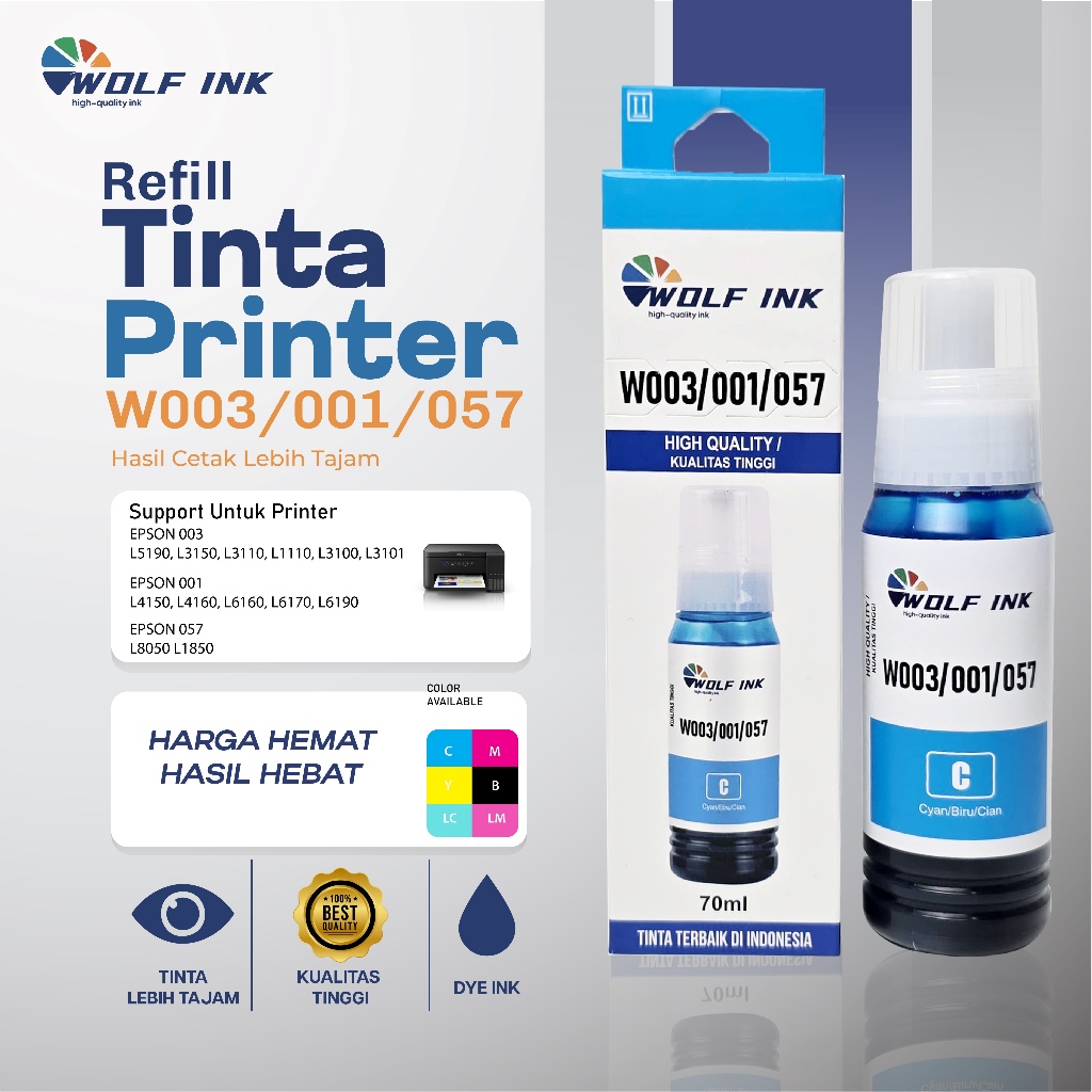 Jual WOLF INK 1 Paket Isi 6 Warna Tinta Printer 057 Isi 70ml Untuk ...