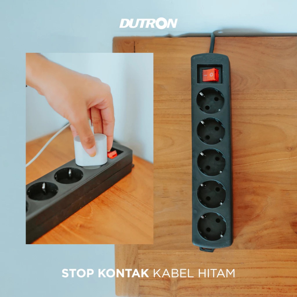 Jual DUTRON Stop Kontak Original BER SNI colokan hitam sambungan kabel ...