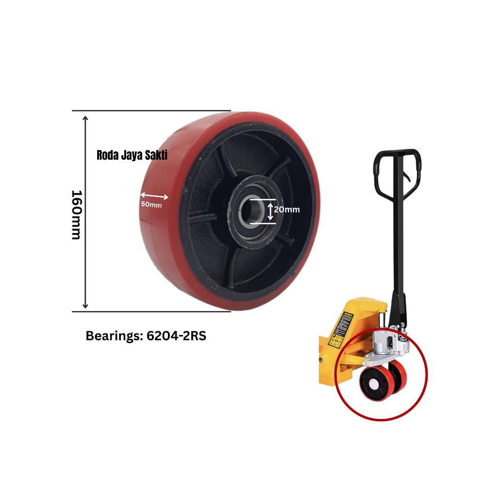Jual Roda hand pallet/hand lift krisbow 2ton 160x50 pu merah | Shopee ...