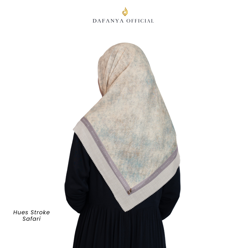 DAFANYA Syari 130x130 Hues Stroke Jilbab Motif Abstrak Kerudung Segi Empat Hijab Scarf Bahan Voal Laser Cut