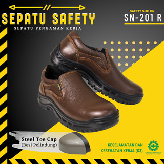 Jual SUNO LEATHER Sepatu Safety Slip On Pendek Ujung Besi Kulit Sapi ...
