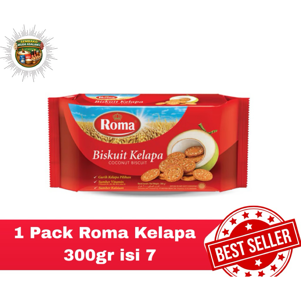 Jual Biskuit Roma kelapa 300gr 1 Pack isi 7 / Biskuit Renyah Rasa ...