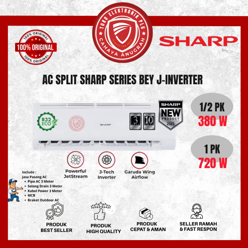 Jual AC Sharp J-Inverter BEY Series 1/2PK, 1PK - AHX6BEY/AHX10BEY ...