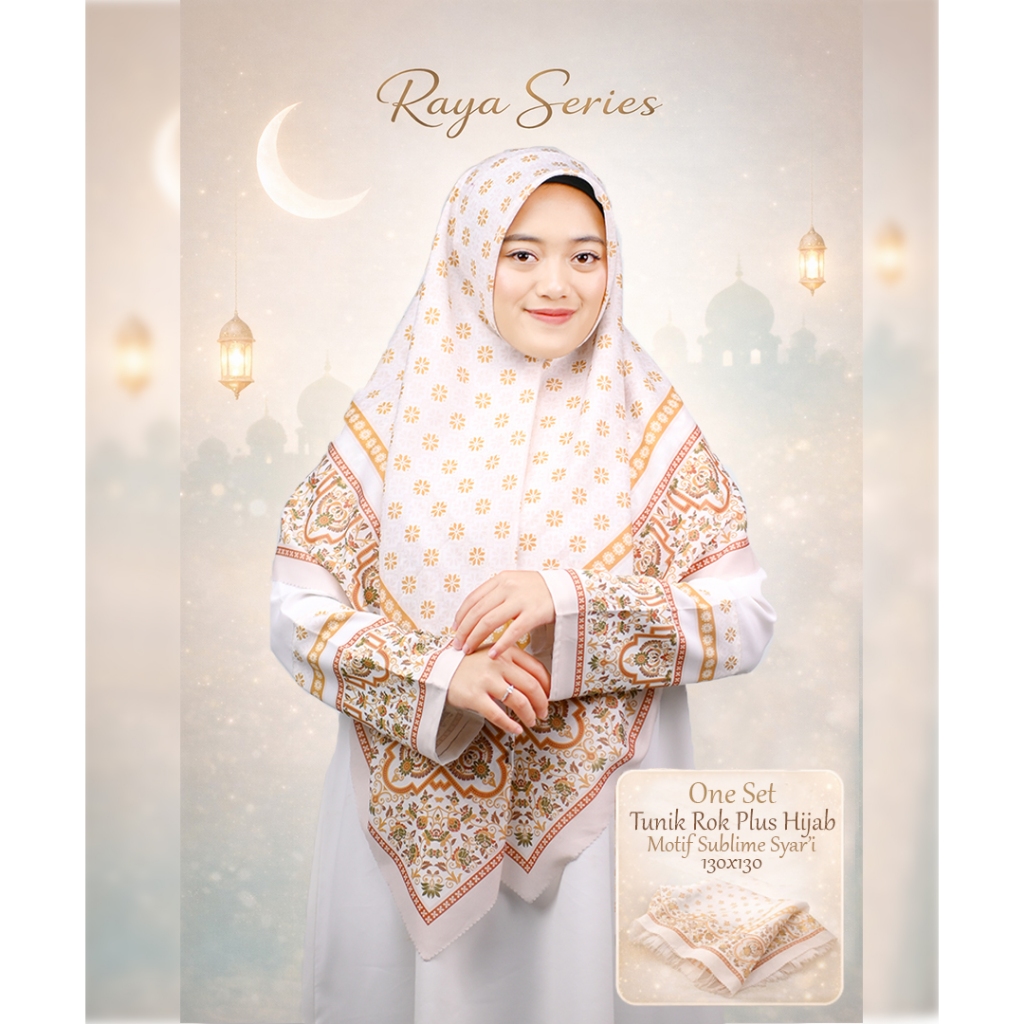 Jual Anugrah - One set Raya Series Tunik Rok Plus Hijab Motif Sublime ...