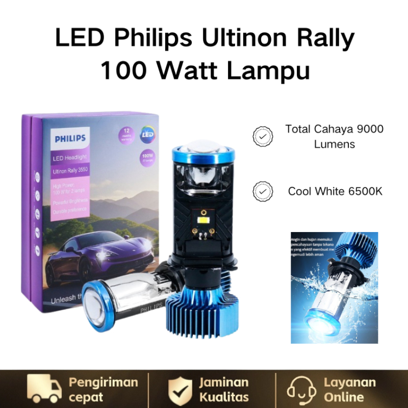 Jual Philips H4 Y7 LED Ultinon Rally 100W Lampu Mobil 2pcs LED ULTINON ...