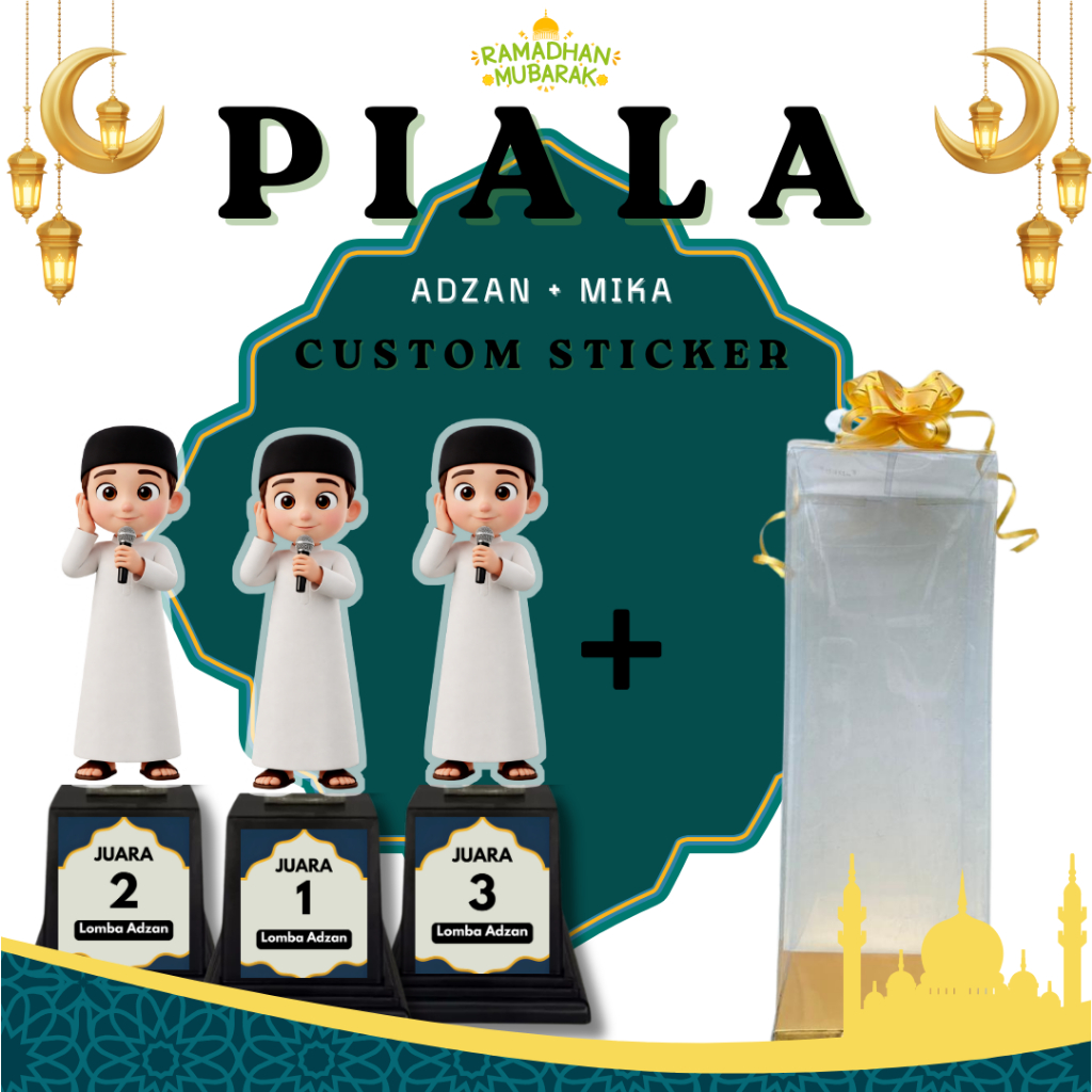 Jual Custom Piala Akrilik Muslim Special Lomba Adzan Plus Mika Custom ...