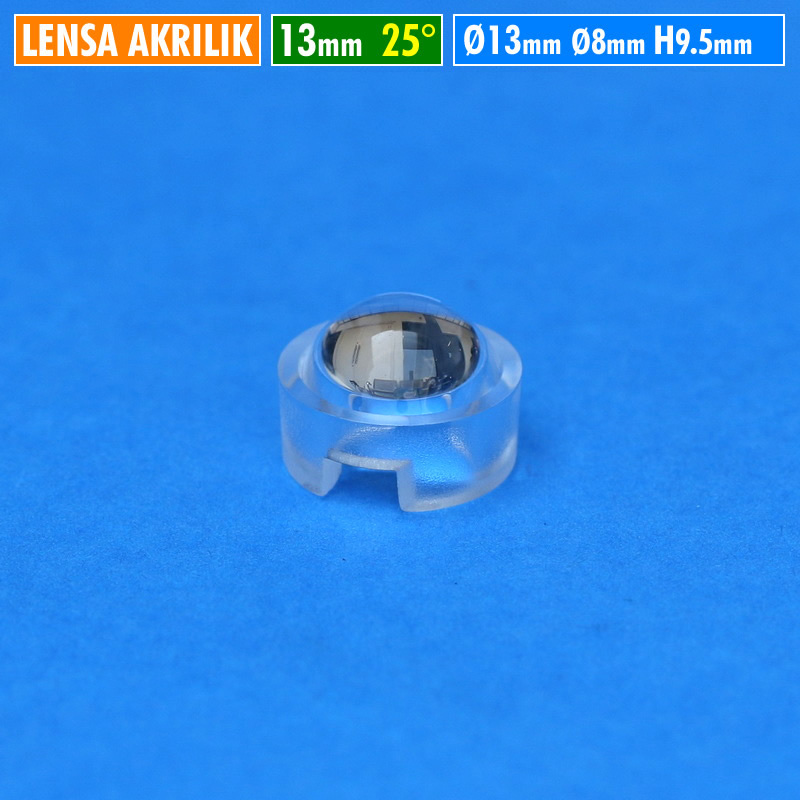 Jual Lensa 13mm Mini 25 Derajat Akrilik Cembung Cekung Led HPL 1W 3W 5W ...