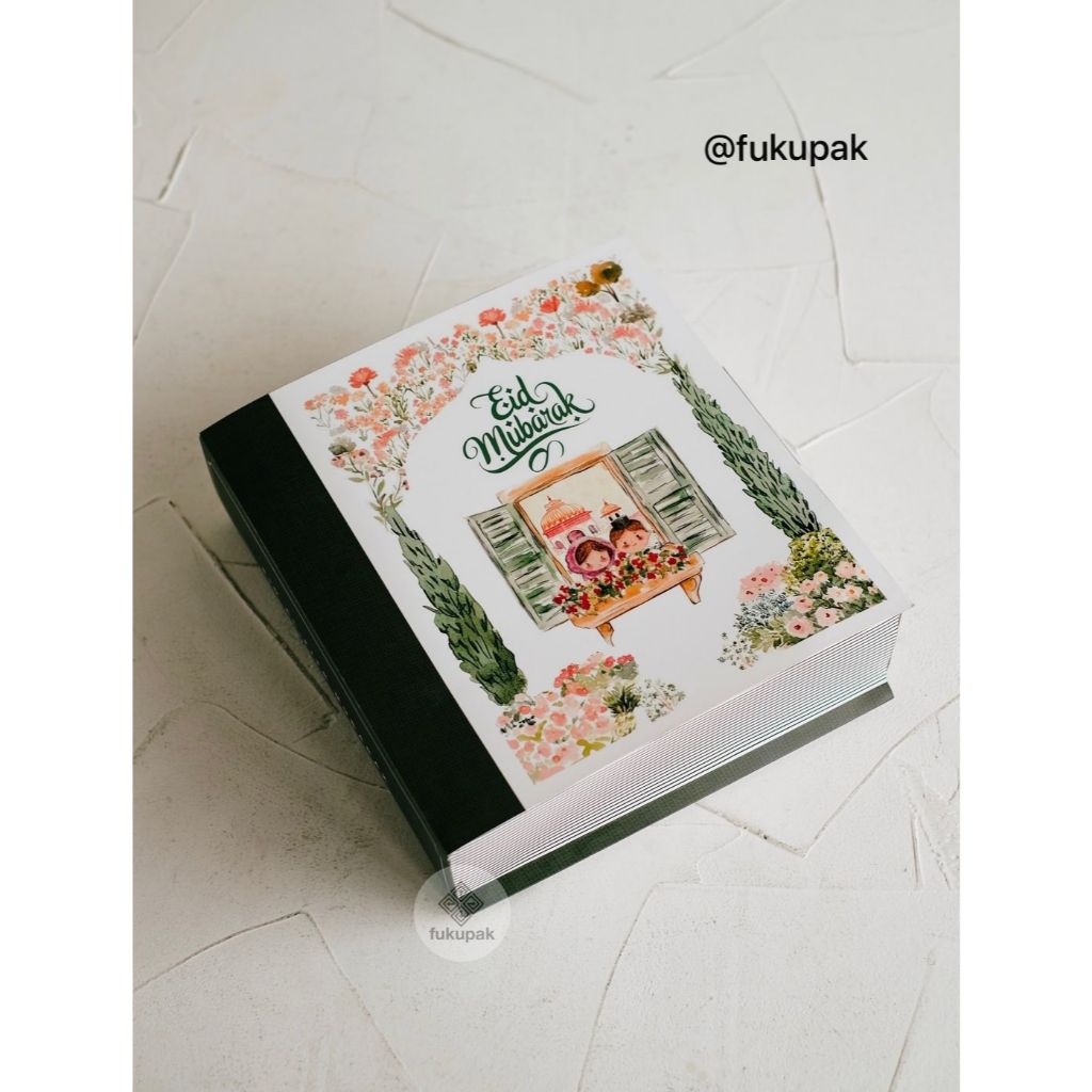 (10 pcs) Fukupak Buku Idul Fitri 24x24 kotak hamper eid mubarak book box dus lebaran untuk cake puding mini spiku lapis