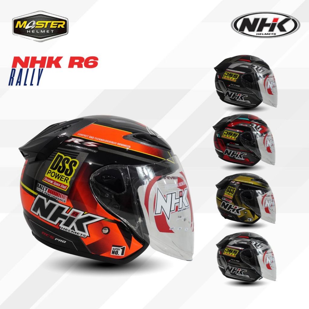 Jual NHK R6 Motif Rally #2 Rally #3 Black Gold Doff Hitam Gold Dop Half ...