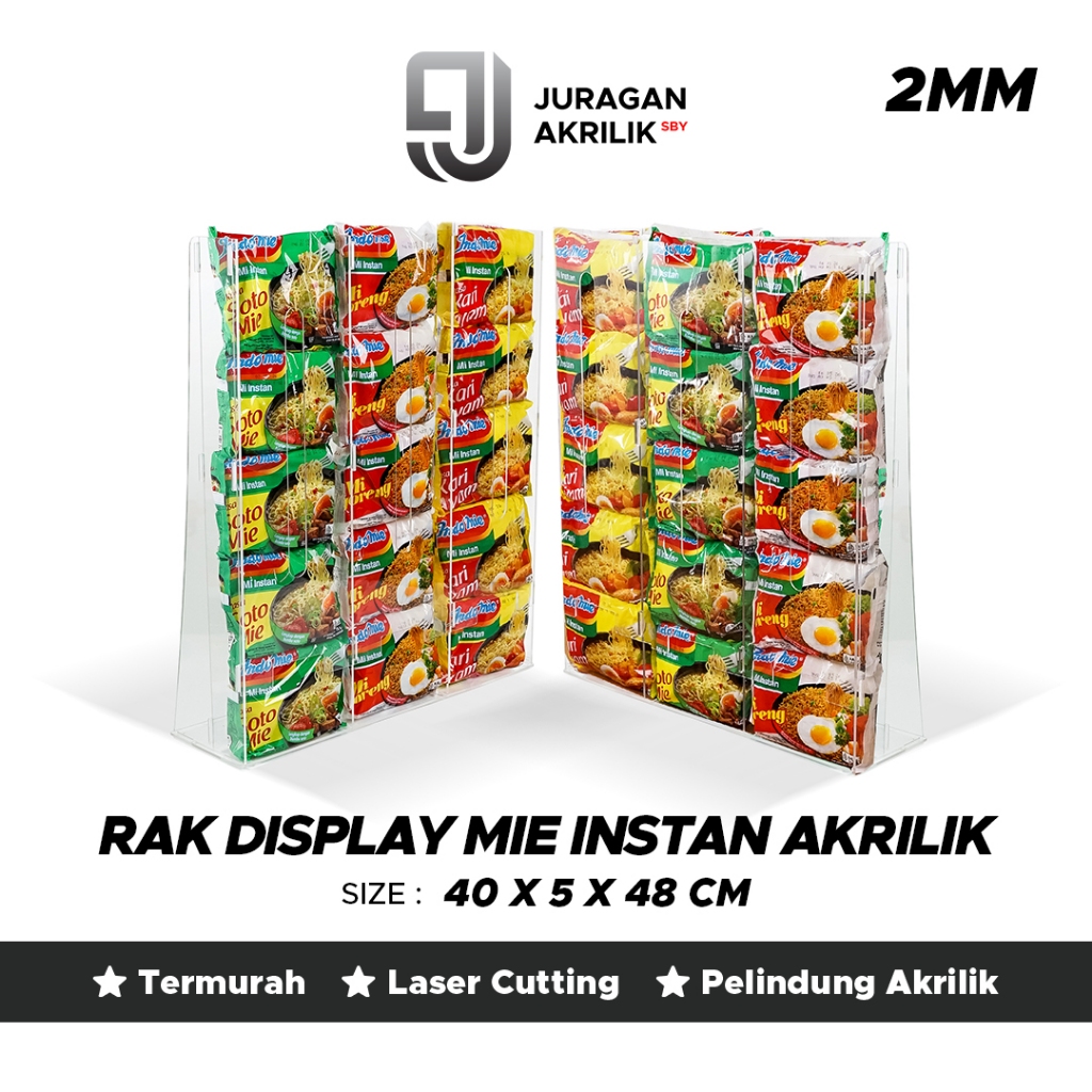 Jual Rak Display Mie Instan Akrilik 3 Slot Gantung Display Toko ...