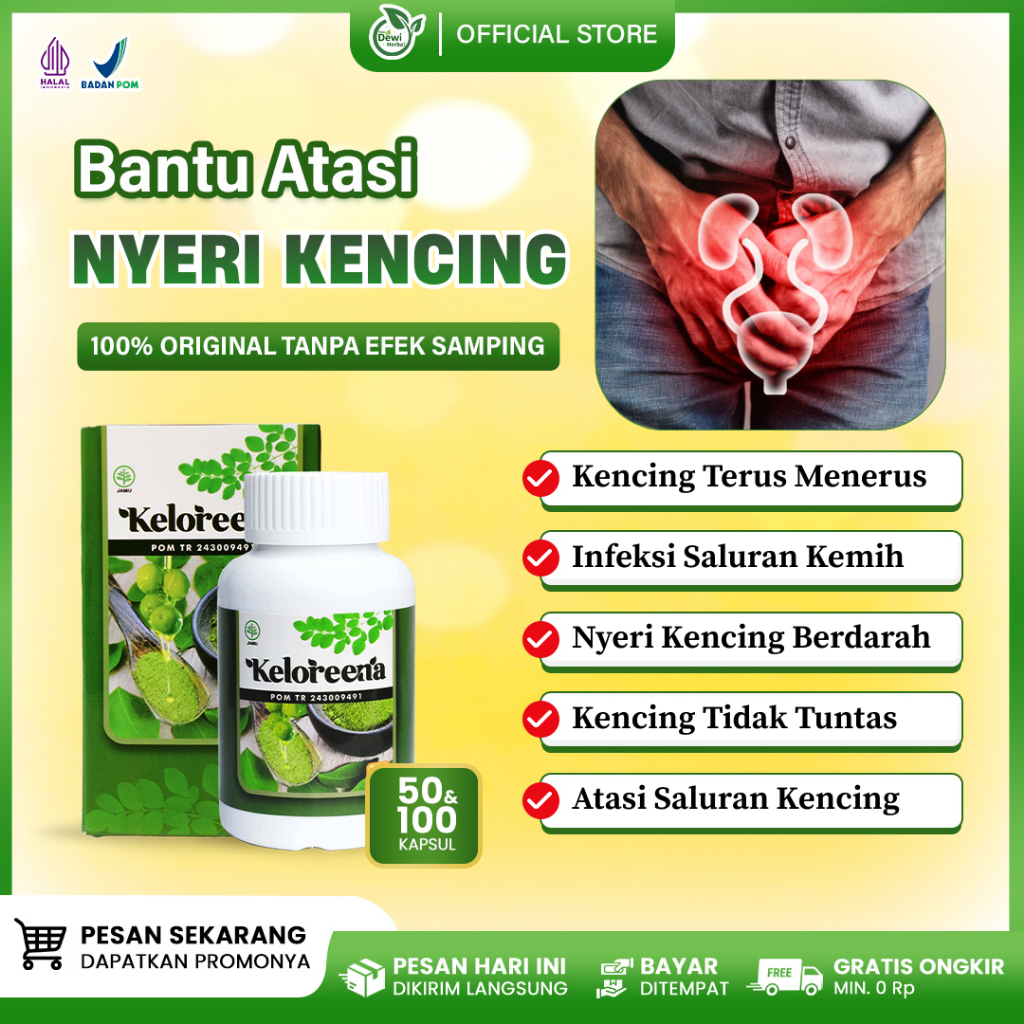 Keloreena Kapsul Original - Obat Kencing Terus Menerus, Infeksi Saluran Kemih, Pipis Nyeri Berbusa, Sering Beser, Kencing Berdarah Perih Alami
