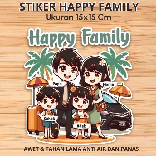 Jual Sticker Printing Happy Family Sticker Anti Air Ukuran 15x15 CM ...