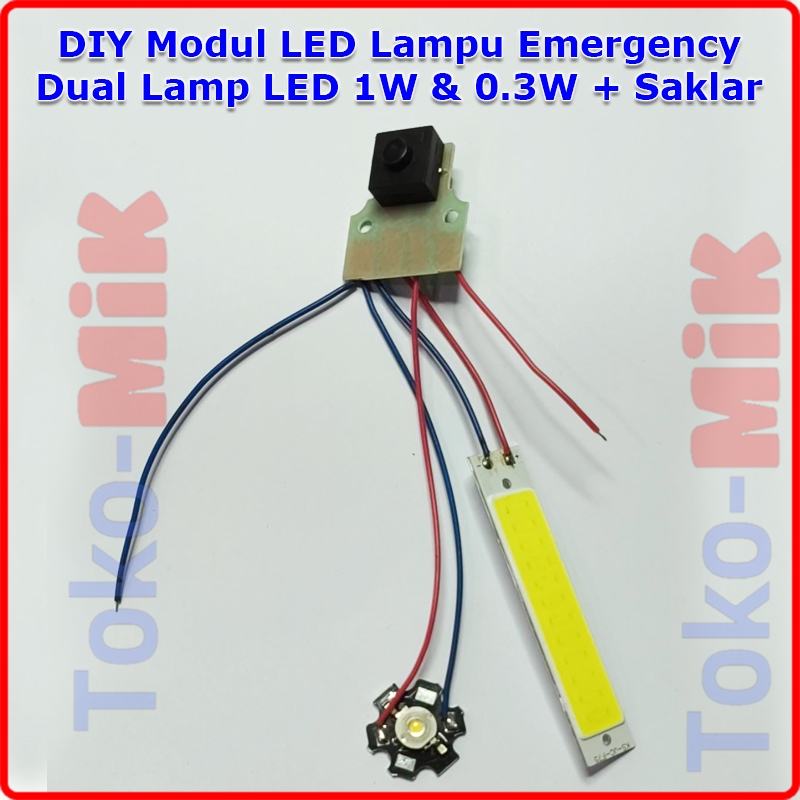 Jual Modul DIY Lampu LED Emergency Senter Dual Double 1W 0.3W DC 3.7V ...
