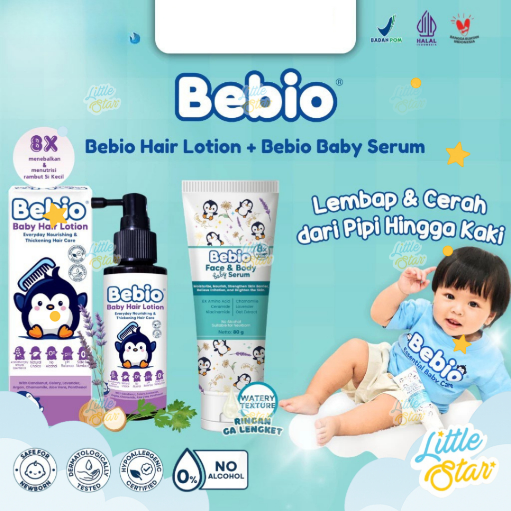 Jual Paket 2in1 Bebio Baby Serum 80G + Hair Lotion 100ml Pelembab Kulit ...