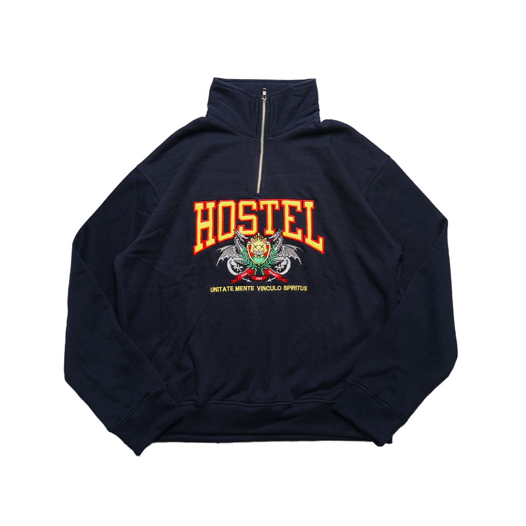 Jual O2H Hostel Navy Half-Zip Jacket | Shopee Indonesia