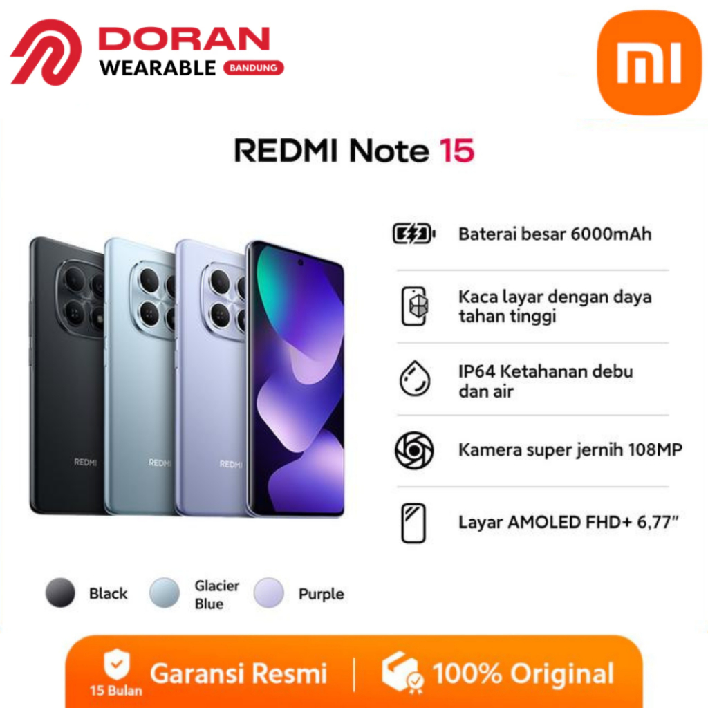 Xiaomi Redmi Note 15 Baterai 6000mAh 8/128GB | 8/256GB - Garansi Resmi