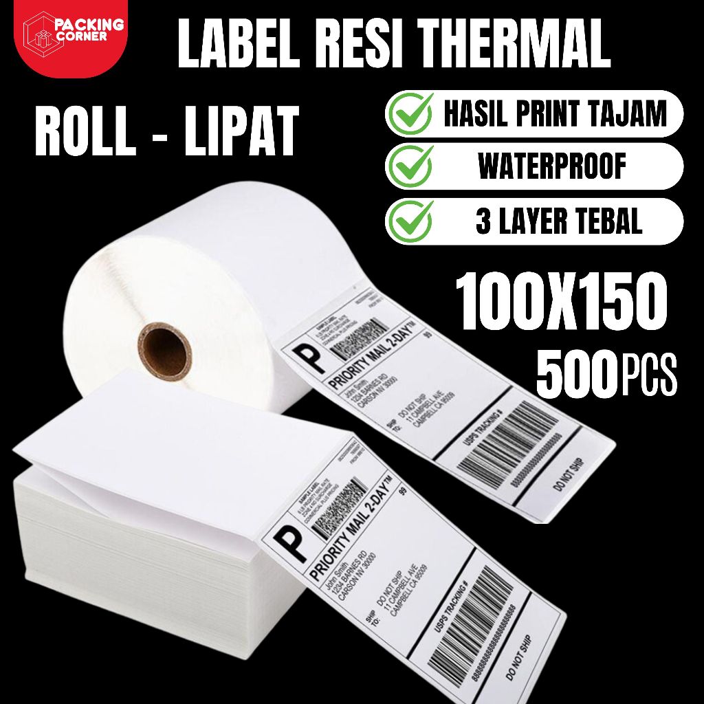 Jual 500 PCS Label Stiker Thermal A6 100 x 150 Sticker Kertas Resi ROLL ...