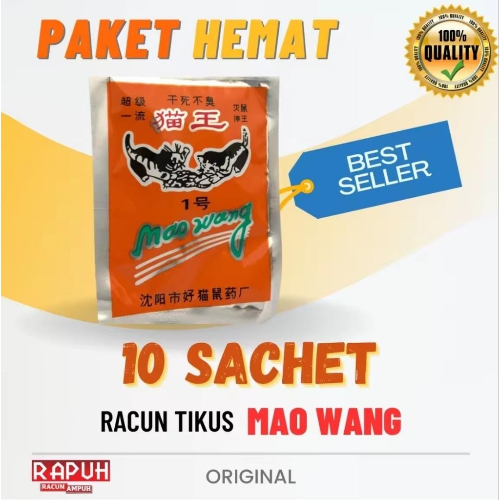 Jual (10 Sachet) MAOWANG RACUN TIKUS LANGSUNG MATI DITEMPAT MATI KERING ...