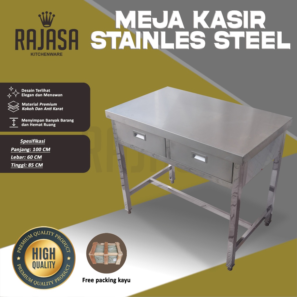 Jual Meja Dapur Stainless Steel 2 Laci Food Grade INCLUDE PACKING KAYU ...