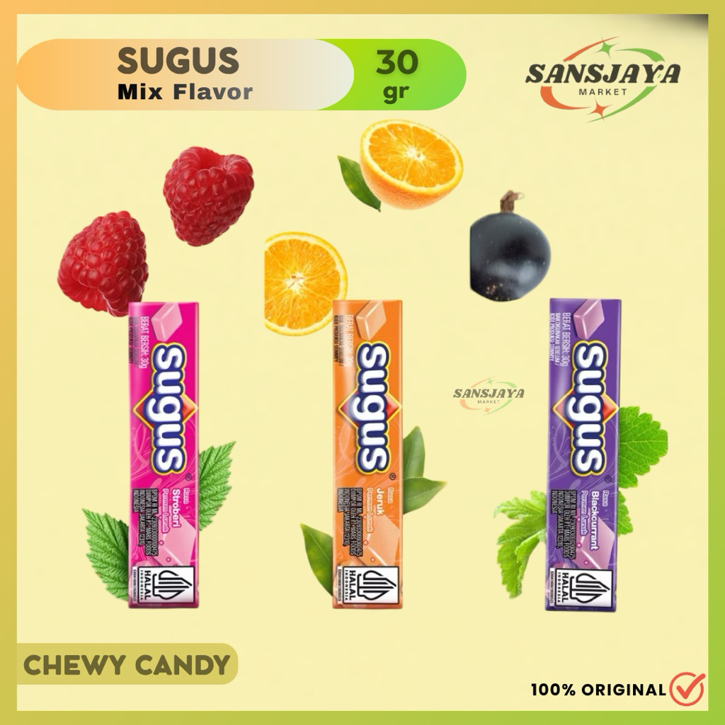 Jual Permen Sugus Rasa Strawberry Jeruk Blackcurrant 30 gr | Shopee ...