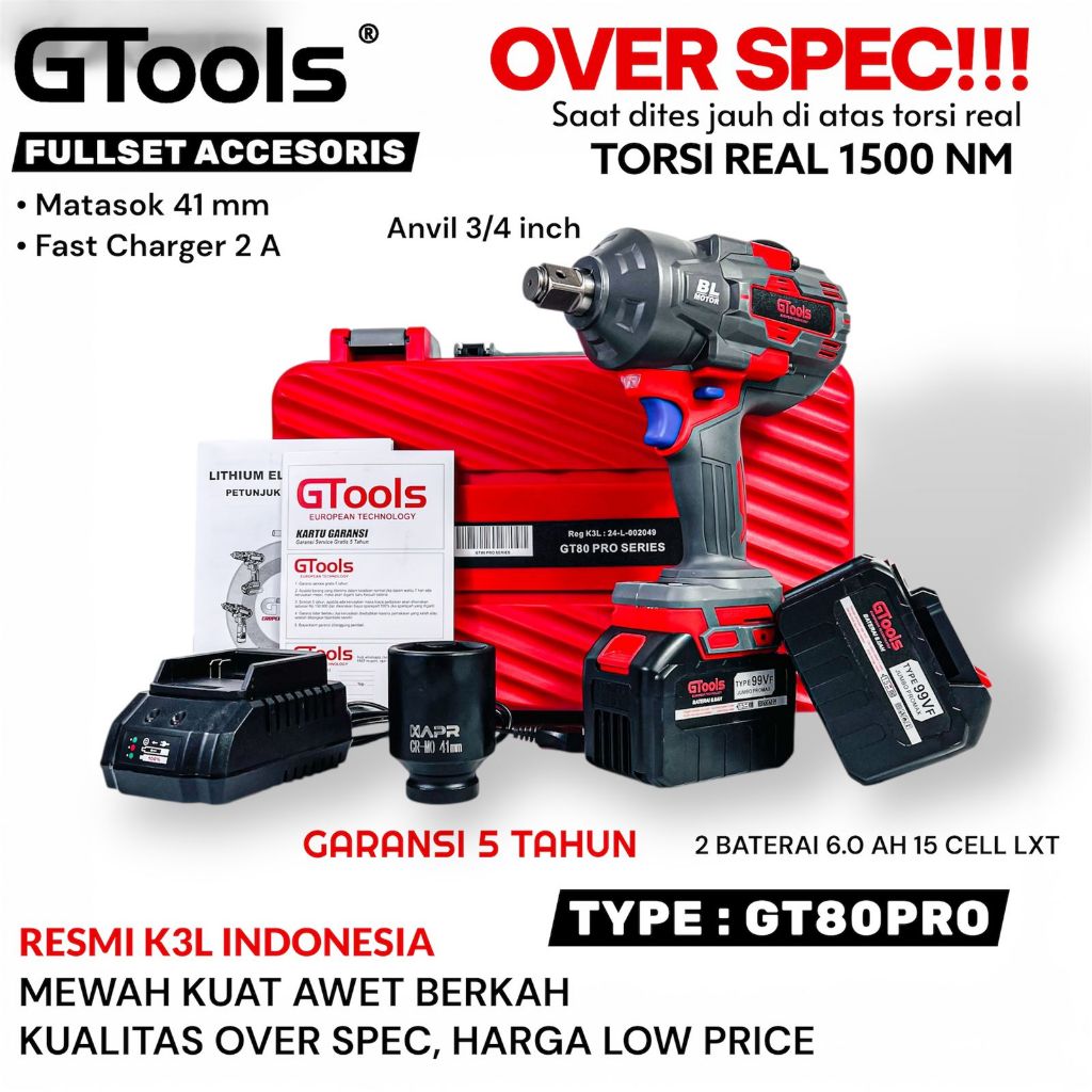 Jual GTOOLS GT80PRO impact wrench xtra jumbo 3/4inch garansi resmi ...