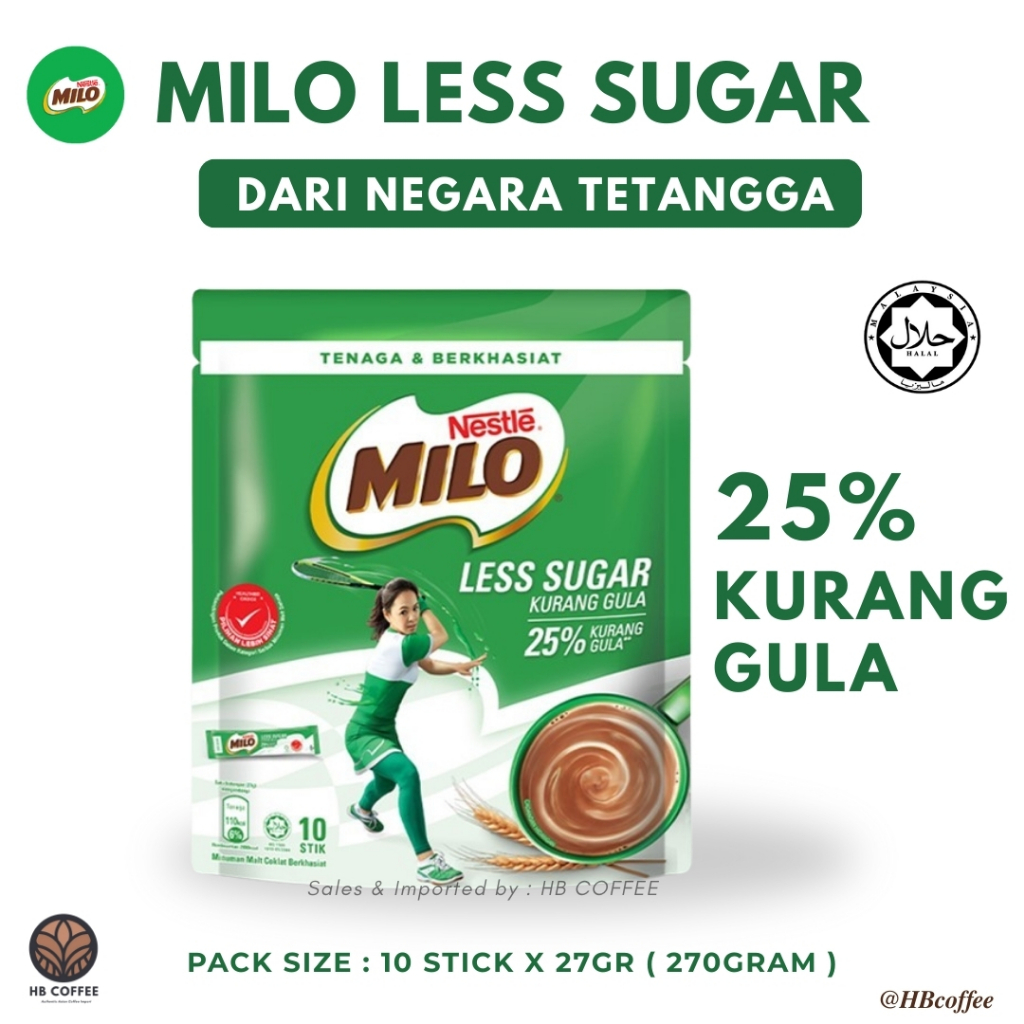 Jual NESTLE MILO LESS SUGAR IMPORT 25% KURANG GULA – Minuman Cokelat ...