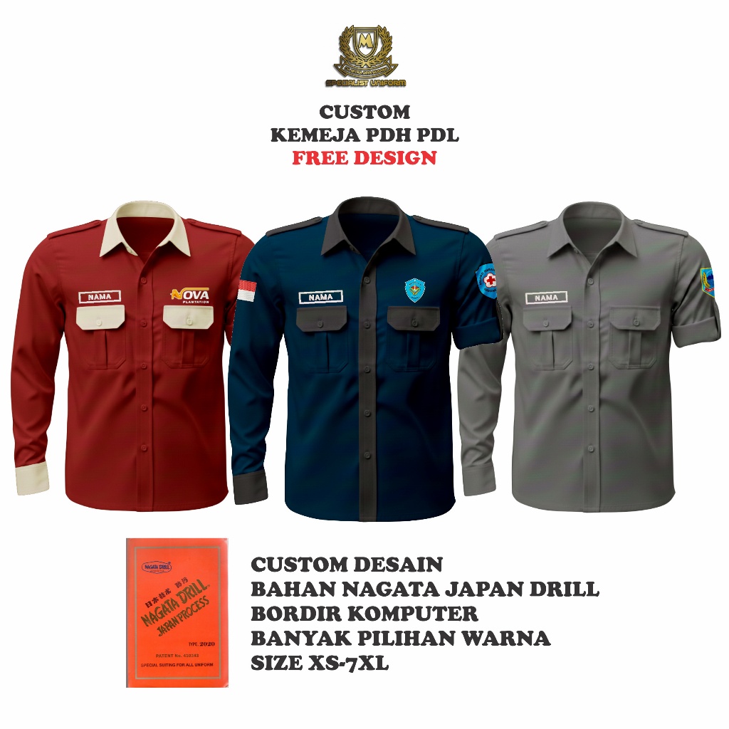 Jual KEMEJA PDH PDL CUSTOM BORDIR KOMPUTER BAHAN NAGATA | Shopee Indonesia