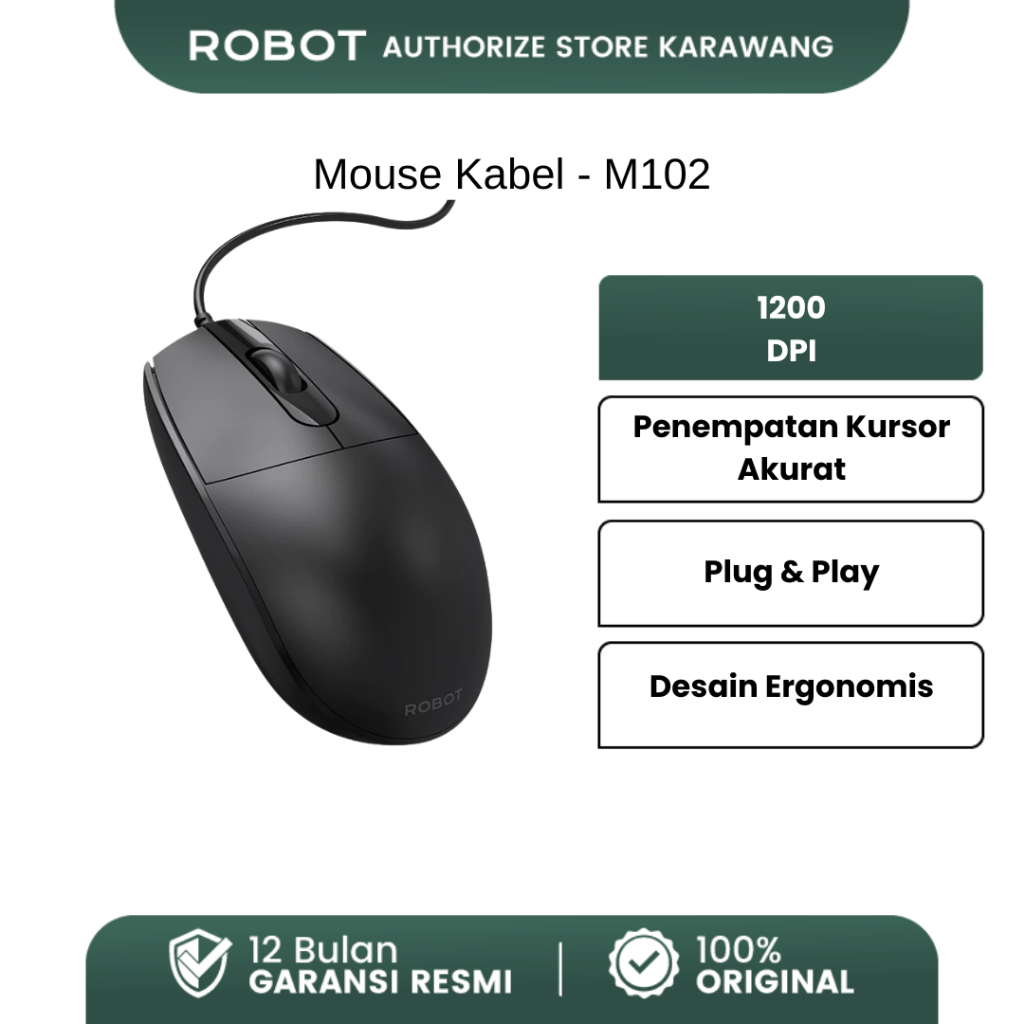Jual ROBOT Optical Mouse Office Wired M102 Mouse Berkabel / Mouse untuk ...